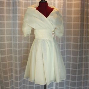 50s Vintage Prom dress white jeweled fit flare S